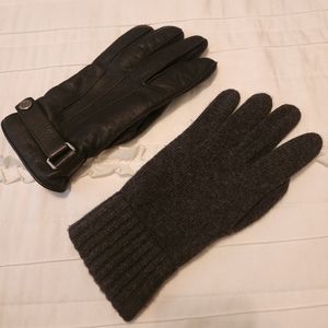 Coach unisex leather and wool gloves